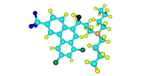 Halofantrine molecular structure isolated on white Stock Illustration