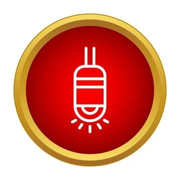Halogen lamp line icon on red button イラスト素材