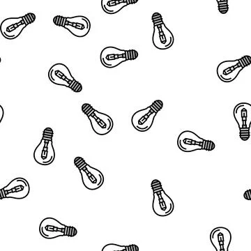 Halogen light bulb vector seamless pattern Stock Illustration
