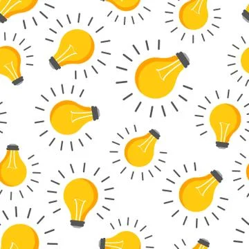 Halogen lightbulb seamless pattern background. Business flat vector illustrat Illustrazione stock