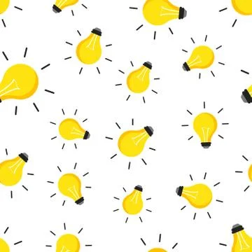 Halogen lightbulb seamless pattern background. Business flat vector illustrat Illustrazione stock