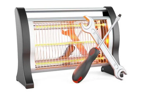 Halogen- oder Infrarotheizung mit Schraubenzieher und Schraubenschlüssel, .. Stock Photos