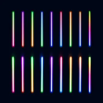 Halogen or led gradient lamps set. Glowing lines. Stock Illustration