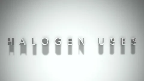 Halogen uses 3D title animation white text on a white background Video stock 299419777