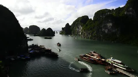 Halong Bay Junks Stock Footage 21237270