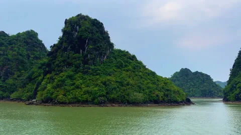 Halong Bay - Limestone Cliffs And Islands, Vietnam,  boat cruise Stock Footage 135088064