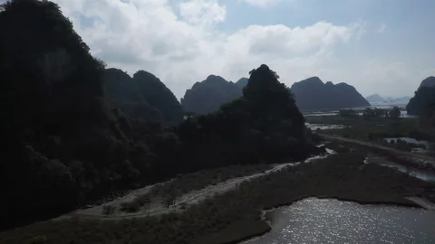 Halong Bay at Low Tide Drone Clip Stock-Footage 125504405