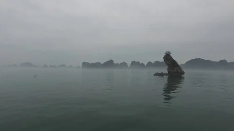 Halong Bay Misty Islands Stock Footage 73281353