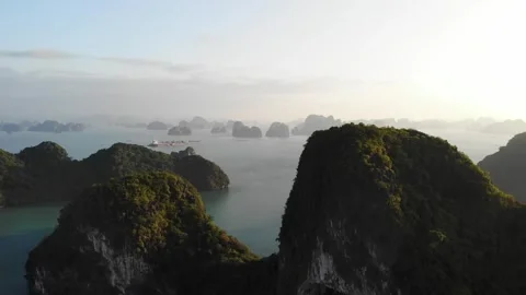 Halong Bay, Panoramic Drone Rotation Unveiling the  Magnificence of this UNESCO  Stock Footage 266164832