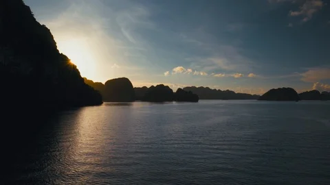 Halong Bay Sunset Stock Footage 93350811