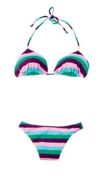 Halter striped multicolored bikini Stock-Fotos