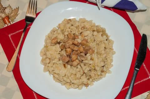 Halusky with a cabbage Stock Photos