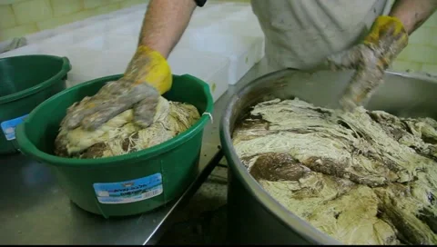 Halvah processing in Nazareth Tahini factory 스톡 동영상 10871493