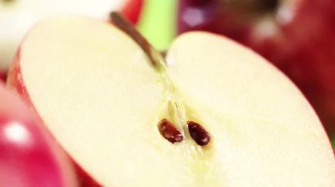 Halved and whole apples Stock Footage 8574185