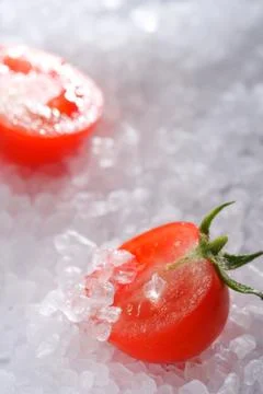 Halved cherry tomato Stock Photos