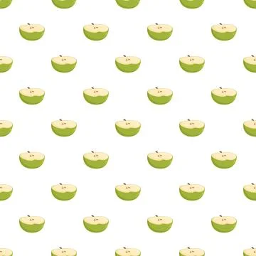 Halved green apple seamless repeating pattern background Illustrazione stock