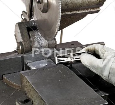 Halved hdd and circular saw Stock Photos