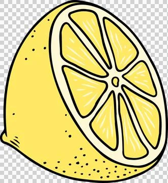 Halved lemon is being shown in flat illustration with rind texture and pulp, Stock Illustration