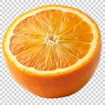 A halved orange showing its bright, juicy segments, isolated on a white backgrou Illustrazione stock