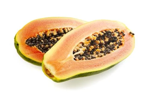 Halved papaya Foto stock