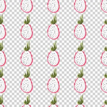 Halved pitaya or pitahaya hand drawn watercolor illustration on white background Stock Illustration