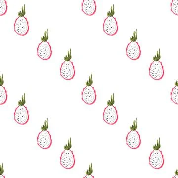 Halved pitaya or pitahaya hand drawn watercolor illustration on white background Stock Illustration