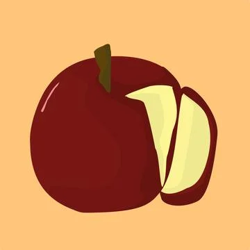 Halved Red Apple Vector Illustration Stock Illustration