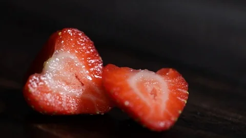 Halved Strawberry from Sharp to Blurry Stock Footage 99162878