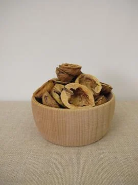Halved walnut shells Stock Photos