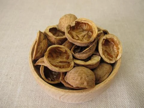 Halved walnut shells Stock Photos