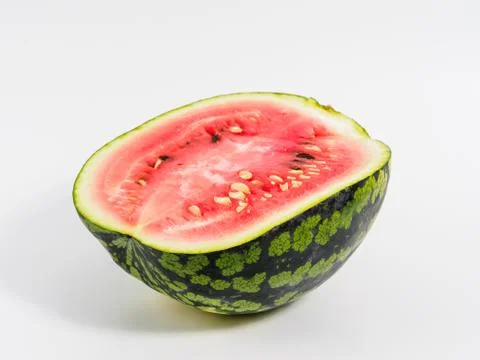 Halved watermelon on white background. Stock Photos