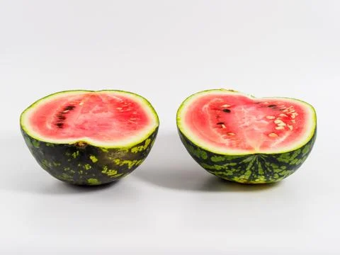 Halved watermelon on white background. Foto stock