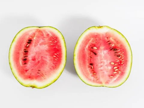 Halved watermelon on white background. Stock Photos