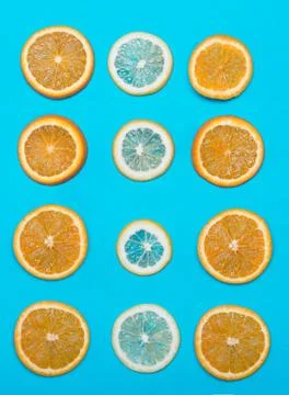 Halves of different fruits Stock Photos