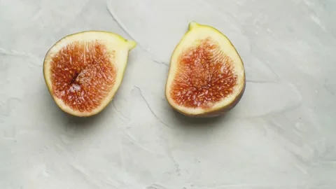 Halves of ripe fig Stock Footage 140350998