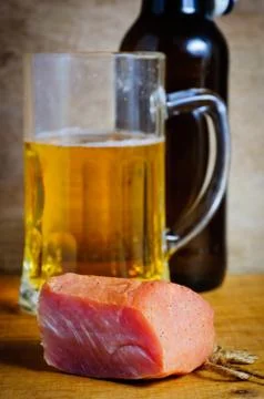 Ham and beer Stock Photos