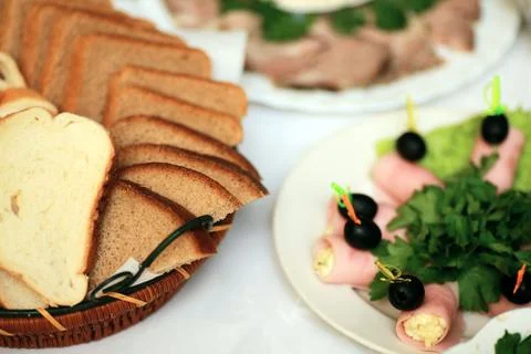 Ham and bread Stock Photos