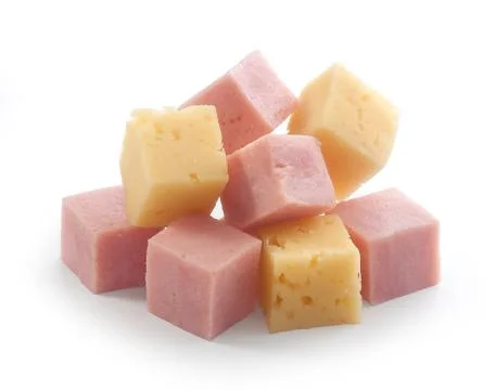 Ham and cheese cubes Foto stock