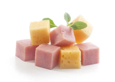 Ham and cheese cubes Stock Photos