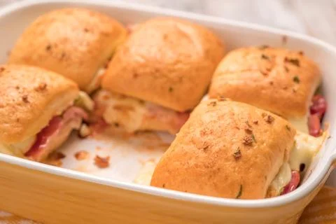 Ham and cheese sliders 스톡 사진