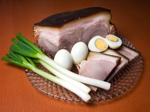 Ham and eggs Stock Photos