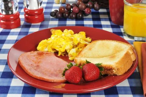 Ham and eggs Stock Photos