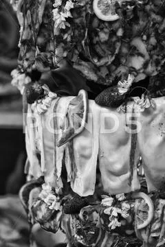 Ham and Fruit Composition Stock Photos