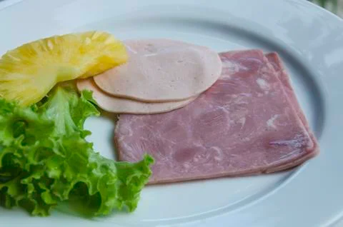 Ham and fruit Stock Photos