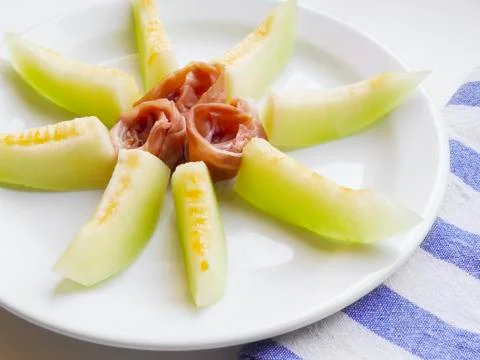Ham and melon Foto stock