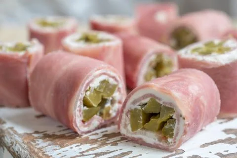 Ham and Pickle Roll Ups Stock Photos