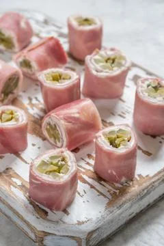 Ham and Pickle Roll Ups Stock Photos