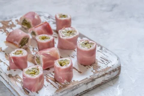 Ham and Pickle Roll Ups Stock Photos
