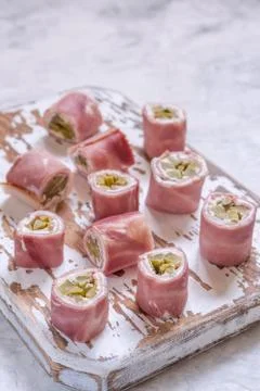 Ham and Pickle Roll Ups Stock Photos