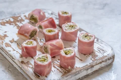 Ham and Pickle Roll Ups Stock Photos